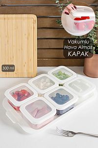 Tepsili 6lı Kahvaltılık Saklama Kabı Silikon Kapaklı Saklama Kabı Kapaklı Kahvaltılık Seti ürün fotoğrafı