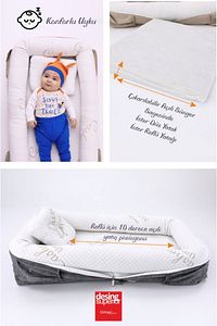 Umay Çantalı Taşınabilir Reflü Yatağı, Babynest, Anne Çantası - Antrasit ürün fotoğrafı