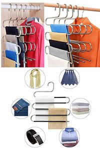 5 Katlı Metal Pantolon Askısı Elbise Askısı Giysi Eşarp Fular Havlu Kravat Düzenleyici ürün fotoğrafı
