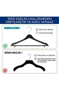 Ahşap Görünümlü Plastik Siyah Kıyafet Elbise Askısı Askılığı Gömlek Askısı Pantolon Askısı 10'lu ürün fotoğrafı