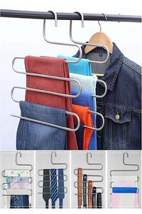 5 Katlı Metal Pantolon Askısı Elbise Askısı Giysi Eşarp Fular Havlu Kravat Düzenleyici ürün fotoğrafı
