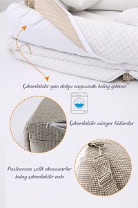 Umay Çantalı Taşınabilir Reflü Yatağı, Babynest, Anne Çantası - Dokuma Kahve ürün fotoğrafı
