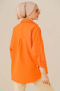 103901 Oversize Basic Tesettür Gömlek - Turuncu ürün fotoğrafı