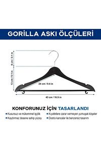 Ahşap Görünümlü Plastik Siyah Kıyafet Elbise Askısı Askılığı Gömlek Askısı Pantolon Askısı 10'lu ürün fotoğrafı