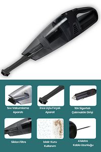 Automax Islak Kuru Taşınabilir Fırçalı Başlıklı Araç Tipi El Süpürgesi ürün fotoğrafı