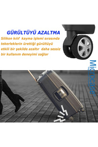 Silikon Aşınmaya Dayanıklı Ses Önleyici Bavul Tekerlek Kılıfı Tırtıklı Kalıp-AL4549 8 Adet Siyah ürün fotoğrafı