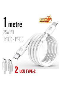 25w Hızlı Type-c Şarj Kablosu Çift Taraflı Type-c To Type-c 25w Pd Şarj Kablo 1metre ürün fotoğrafı