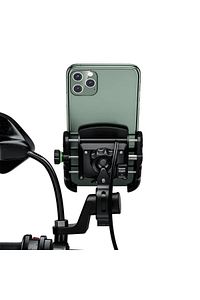 Ayna ve Gidon Bağlantılı Motorsiklet Telefon Tutucu Bisiklet ATV Telefon Tutacağı USB ŞARJ 2 in 1 ürün fotoğrafı