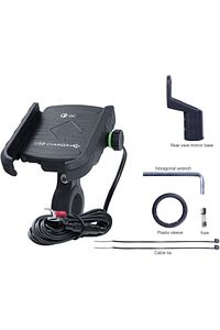 Ayna ve Gidon Bağlantılı Motorsiklet Telefon Tutucu Bisiklet ATV Telefon Tutacağı USB ŞARJ 2 in 1 ürün fotoğrafı