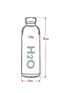 H2O Borosilikat Cam Matara 1L Vakum Kapaklı Su Şişesi Suluk 1000 Ml ürün fotoğrafı