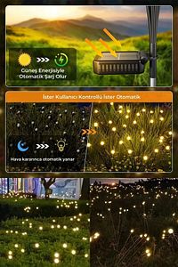 6 Ledli Solar Güneş Enerjili Ateş Böceği Çiçek Lamba Led Işık Bahçe Lambası ürün fotoğrafı