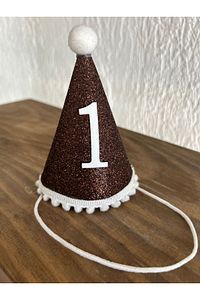 Kahverengi Mini Simli Ponpon Şapka 1 Yaş ürün fotoğrafı