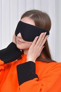 Uyku Göz Maskesi Pamuklu Yıkanabilir Işık Önleyici Unisex Siyah Uyku Bandı ürün fotoğrafı