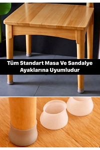 12 Adet Masa Ve Sandalye Ayak Koruyucu Çizdirmez Beyaz Kaydırmaz Silikon ürün fotoğrafı