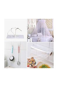 Askılık 12 Adet Şeffaf Güçlü Duvar Askısı Askılığı Yapışkan Vantuz Kanca Mutfak Banyo ürün fotoğrafı