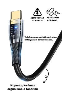 Type-c 6a Hızlı Şarj Kablosu Turbo Destekli Örgülü Kırılmaz Kopmaz Örgülü Kablo ürün fotoğrafı