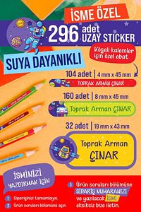 296 ADET Okul Etiketi Kalem Etiketi Defter Etiketi Kitap Etiketi Kişiye Özel İsim Yazılabilen Etiket ürün fotoğrafı