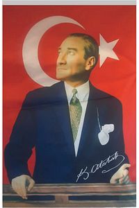 Atatürk Baskılı Türk Bayrağı 70x105 cm Raşel Kumaş Dijital Baskı ürün fotoğrafı