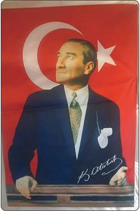 Atatürk Baskılı Türk Bayrağı 70x105 cm Raşel Kumaş Dijital Baskı ürün fotoğrafı
