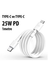 25w Hızlı Type-c Şarj Kablosu Çift Taraflı Type-c To Type-c 25w Pd Şarj Kablo 1metre ürün fotoğrafı