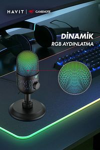 Gamenote GK52 RGB Gaming Profesyonel Oyuncu Yayıncı Mikrofonu ürün fotoğrafı