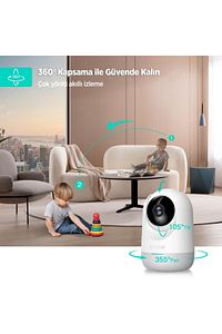 360 C211 2k Pro Wifi 360° Akıllı Güvenlik Kamerası Bebek Monitörü Evcil Hayvan Kamerası Iç ürün fotoğrafı