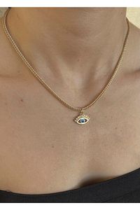 Gold Yılan Zincir Göz Kolye ürün fotoğrafı