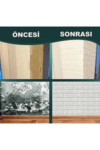 50 X 30 Cm 0,17 M² Kendinden Yapışkanlı Duvar Kağıdı Esnek Köpük Paneli 3d Boyutlu Tuğla Desen Beyaz ürün fotoğrafı