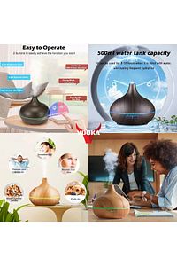 550 ml Uzaktan Kumandalı Aroma Difüzörü Ultrasonik Hava Nemlendirici 7 Renk Led ürün fotoğrafı