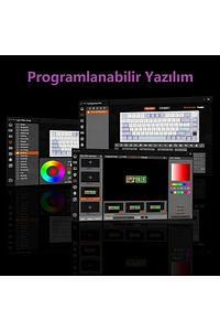 Ajazz Ak820 %75 Mekanik Klavye Akıllı Ekranlı Bağlantı Modlu Profesyonel Gaming Klavye Mor Beyaz ürün fotoğrafı