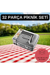 6 Kişilik 32 Parça Çantalı Piknik Seti Gri ürün fotoğrafı