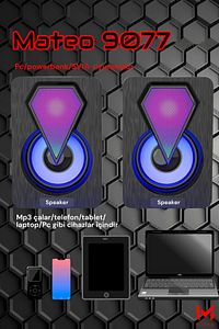Bilgisayar Hoparlörü Rgb Led Işıklı Gaming Oyuncu Hoparlörü 3.5mm Jack Usb Speaker 1+1 Ses Sistemi ürün fotoğrafı