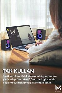 Bilgisayar Hoparlörü Rgb Led Işıklı Gaming Oyuncu Hoparlörü 3.5mm Jack Usb Speaker 1+1 Ses Sistemi ürün fotoğrafı