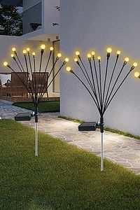 2 Adet 6 Led'li (RENKLİ) Güneş Enerjili Ateş Böceği Çiçek Lamba 12adet Rgbli Led Işık ürün fotoğrafı