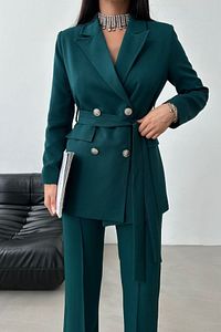Bağlamalı Blazer Ceket Pantolon Takım ürün fotoğrafı