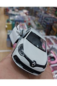 Renault Clio Diecast Metal Araba Kapılar Açılır 1.36 Beyaz Reno Clıo Koleksiyon Model ürün fotoğrafı