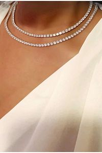 Kadın 2'li Rhinestone Zirkon Taşlı Su Yolu Kolye ürün fotoğrafı