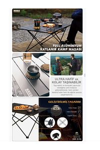 Full Alüminyum Katlanır Kamp Sehpası, Plaj, Outdoor Hafif Kamp Piknik Masası Küçük Boy - Gümüş ürün fotoğrafı