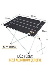Ultralight Katlanır Kamp Masası, Piknik, BBQ, Balıkçılık, Avcılık, Plaj için Büyük Siyah ürün fotoğrafı