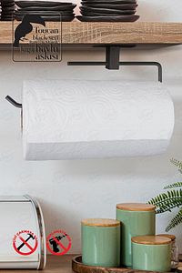 Kağıt Rulo Havluluk, Peçetelik, Yapışkanlı Tasarım, Banyo Askısı - Yapışkanlı Peçetelik/ Siyah ürün fotoğrafı