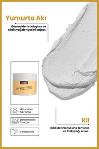 Yumurta Akı Maskesi | Gözenek Sıkılaştırıcı & Sebum Dengesi | Arındırıcı Cilt Bakımı | 125g ürün fotoğrafı