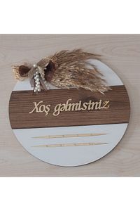 Hoşgeldiniz Yazılı Aynalı Pleksi Ahşap Kapı Süsü ürün fotoğrafı