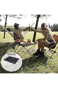 Ultralight Katlanır Kamp Masası, Piknik, BBQ, Balıkçılık, Avcılık, Plaj için Büyük Siyah ürün fotoğrafı