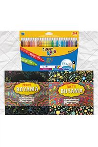 Mandala Büyükler Için Boyama Seti - 2 Kitap Ve 24 Keçeli Kalem B.s ürün fotoğrafı