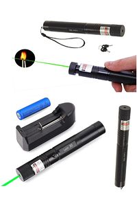 Green Laser Pointer Şarjlı Güçlü Yeşil Lazer Metal Kasa Ve Priz Dönüştürücü Fiş Çevirici Hediye ürün fotoğrafı