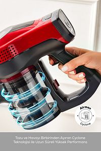 Vantuz Power Force Şarj Edilebilir Dik Süpürge Kırmızı ürün fotoğrafı