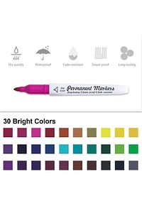 30 Lü Permanent Marker Kalem Seti 30 Canlı Renk Parlak Renkler ürün fotoğrafı