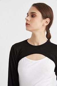 Sıfır Yaka Boyunluklu Kolluk-siyah Uzun Kollu Boyunluk Tesettür Kolluk Boyunluk Sıfır Yaka Bodysuit ürün fotoğrafı