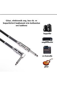 Gitar Jack Kablo Çelik Uç Düz/l 10ft-3m Elektro Akustik Bağlama Keman Amfi & Mixer Uyumlu Jak Kablo ürün fotoğrafı