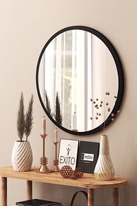 Yuvarlak Ayna 45cm Siyah Dresuar Hol Koridor Duvar Salon Banyo Wc Ofis Çocuk Yatak Odası Boy ürün fotoğrafı